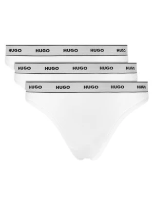HUGO Komplet 3 par stringów Triplet Thong Stripe 50545680 Biały