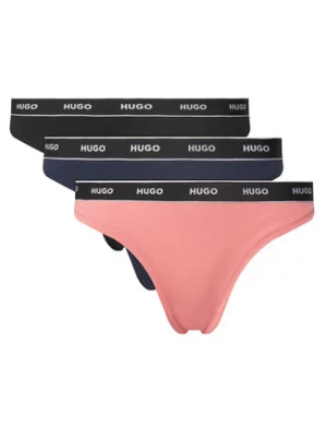 HUGO Komplet 3 par stringów Triplet Thong Stripe 50545680 Kolorowy