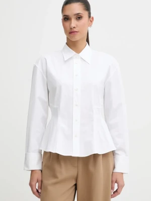 HUGO koszula bawełniana Emperor damska kolor biały slim z kołnierzykiem klasycznym 50552863