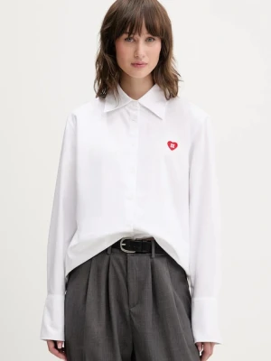 HUGO koszula bawełniana Erselia damska kolor biały regular z kołnierzykiem klasycznym 50556398