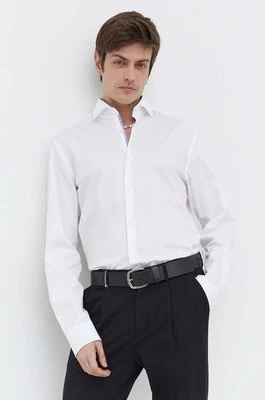 HUGO koszula bawełniana męska kolor biały regular z kołnierzykiem klasycznym 50508303