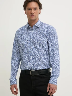 HUGO koszula bawełniana męska kolor niebieski slim z kołnierzykiem klasycznym 50534068