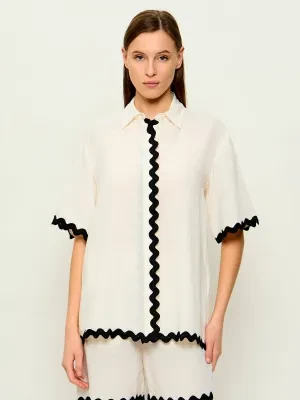 HUGO Koszula Camule-1 | Relaxed fit | z dodatkiem lnu