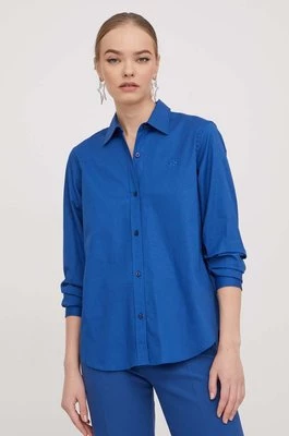 HUGO koszula damska kolor niebieski regular z kołnierzykiem klasycznym 50496339
