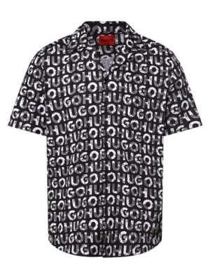 HUGO Koszula męska - Ellino Mężczyźni Regular Fit Bawełna czarny wzorzysty,