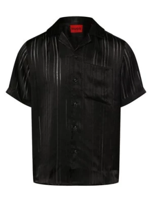 HUGO Koszula męska - Ellino Mężczyźni Regular Fit wiskoza czarny w paski,