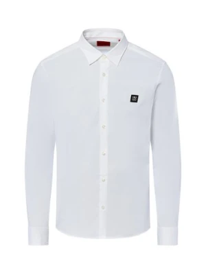 HUGO Koszula męska - Ermo Mężczyźni Slim Fit Bawełna biały jednolity,