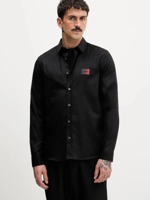 HUGO koszula Emero męska kolor czarny regular z kołnierzykiem klasycznym 50555786