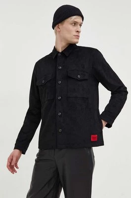 HUGO koszula męska kolor czarny regular z kołnierzykiem klasycznym 50508657