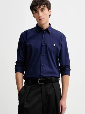 HUGO koszula męska kolor granatowy slim z kołnierzykiem klasycznym 50505315