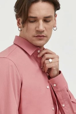 HUGO koszula męska kolor różowy slim z kołnierzykiem klasycznym 50289499