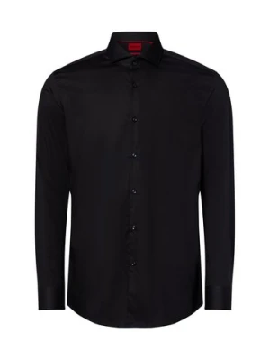 HUGO Koszula męska łatwa w prasowaniu Mężczyźni Slim Fit Bawełna czarny jednolity kołnierzyk włoski,