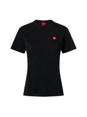 HUGO Koszulka damska - Damacia Kobiety Bawełna czarny jednolity,