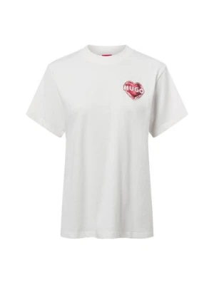 HUGO Koszulka damska - Vintage Tee_14 Kobiety Bawełna beżowy jednolity,