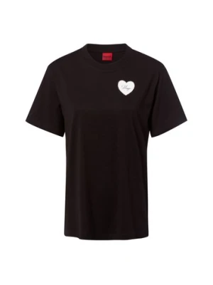 HUGO Koszulka damska - Vintage Tee Kobiety Bawełna czarny jednolity,