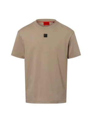 HUGO Koszulka męska - Dalile Mężczyźni Bawełna beżowy jednolity,