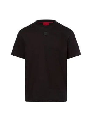 HUGO Koszulka męska - Dalile Mężczyźni Bawełna czarny jednolity,