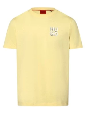 HUGO Koszulka męska - Detzington241 Mężczyźni Bawełna żółty jednolity,