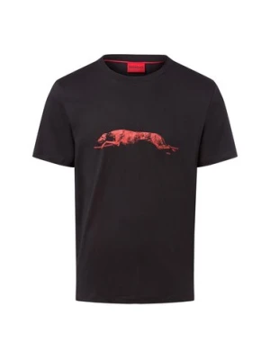 HUGO Koszulka męska - Didug Mężczyźni Bawełna czarny nadruk,