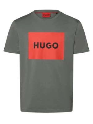 HUGO Koszulka męska - Dulive222 Mężczyźni Bawełna zielony nadruk,