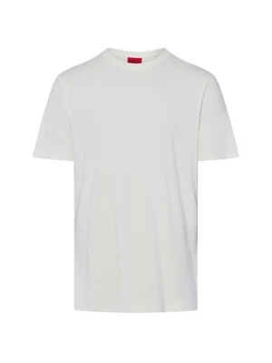 HUGO Koszulka męska z zawartością lnu - Dulerostee Mężczyźni Lyocell biały,