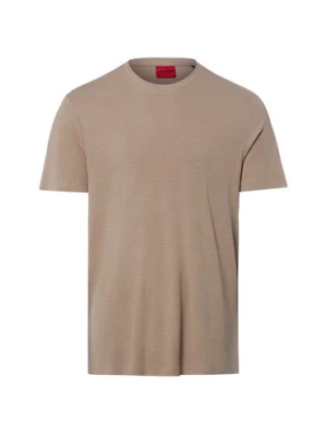 HUGO Koszulka męska z zawartością lnu - Dulerostee Mężczyźni Lyocell brązowy,