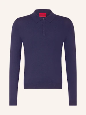 Hugo Koszulka Polo Z Dzianiny San Pippo Slim Fit blau