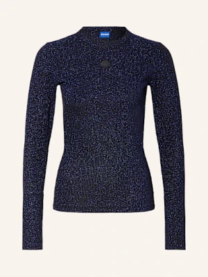 Hugo Koszulka Z Długim Rękawem Daloren Z Błyszczącą Przędzą schwarz