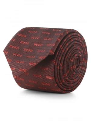 HUGO Krawat jedwabny męski Mężczyźni Jedwab czerwony wzorzysty,