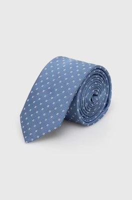 HUGO krawat z domieszką jedwabiu kolor niebieski 50509056