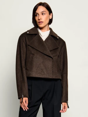 HUGO Kurtka Arou-1 | Cropped Fit | z dodatkiem wełny brązowy