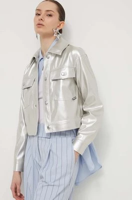 HUGO kurtka koszulowa kolor srebrny przejściowa