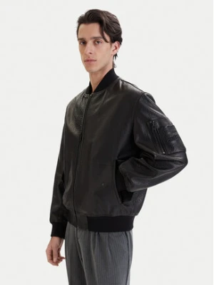 HUGO Kurtka skórzana Lude 50553111 Czarny Regular Fit