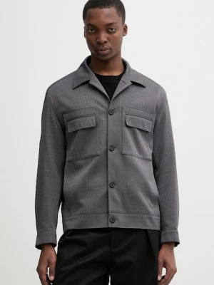 HUGO kurtka z dodatkiem wełny kolor szary przejściowa oversize 50556701