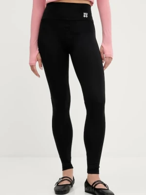 HUGO legginsy damskie kolor czarny gładkie 50545350