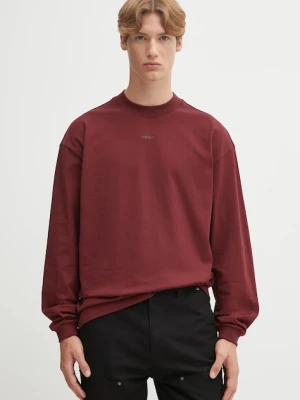 HUGO longsleeve bawełniany kolor bordowy gładki 50511029