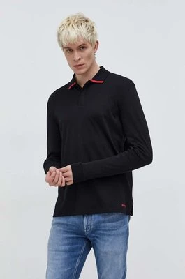 HUGO longsleeve bawełniany kolor czarny gładki 50509858