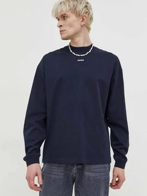 HUGO longsleeve bawełniany kolor granatowy gładki 50511029