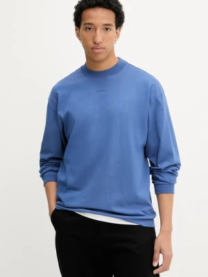 HUGO longsleeve bawełniany kolor niebieski gładki 50511029