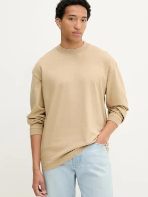 HUGO longsleeve bawełniany kolor zielony gładki 50511029