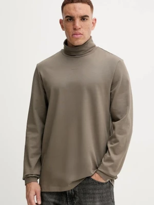 HUGO longsleeve bawełniany kolor zielony gładki 50547372