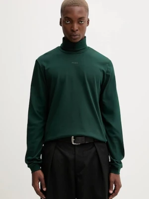 HUGO longsleeve bawełniany kolor zielony gładki 50547372