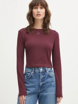 HUGO longsleeve Dafilomena_3 damski kolor fioletowy 50518378