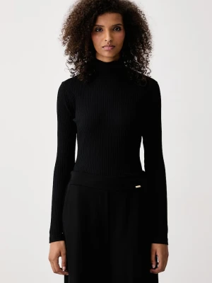 HUGO longsleeve damski bawełniany z elastanem Driza_4 czarny