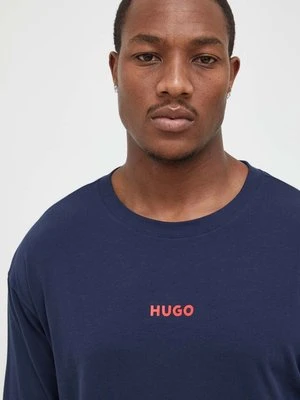 HUGO longsleeve lounge kolor granatowy z nadrukiem 50502399