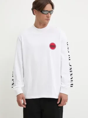 HUGO longsleeve męski kolor biały z nadrukiem 50531250