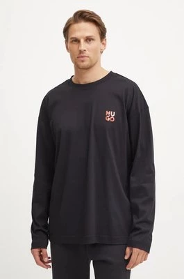 HUGO longsleeve piżamowy bawełniany kolor czarny z nadrukiem 50524773