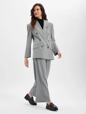 HUGO Marynarka damska - Antegi Kobiety szary jednolity,