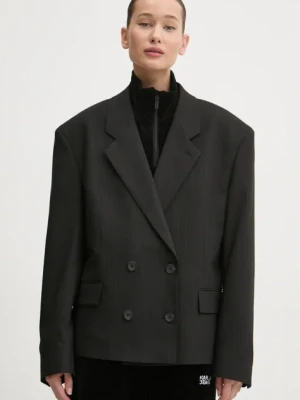 HUGO marynarka kolor czarny oversize wzorzysta 50525959
