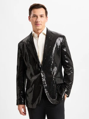 HUGO Marynarka męska - Karlo Mężczyźni Modern Fit czarny jednolity,